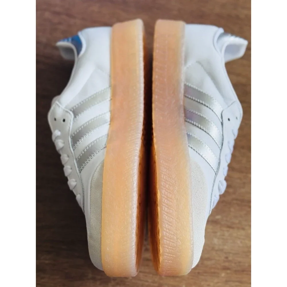 Women’s Size 7.5 adidas Sambae White Silver Metallic Gum JQ8412 NiB